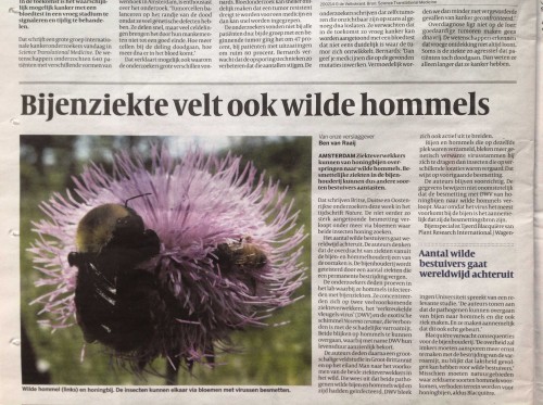 Hierbij foto van artikel in VK van vandaag