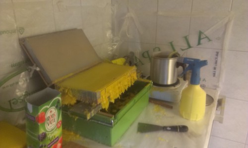 gietmal met gegoten waswafel(s)