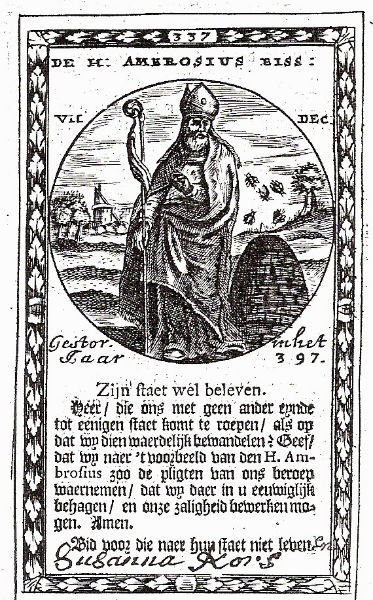 Bidprentje Ambrosius ( met korf )